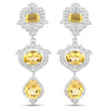 6.63 Carat Genuine Citrine and White Topaz .925 Sterling Silver Earrings