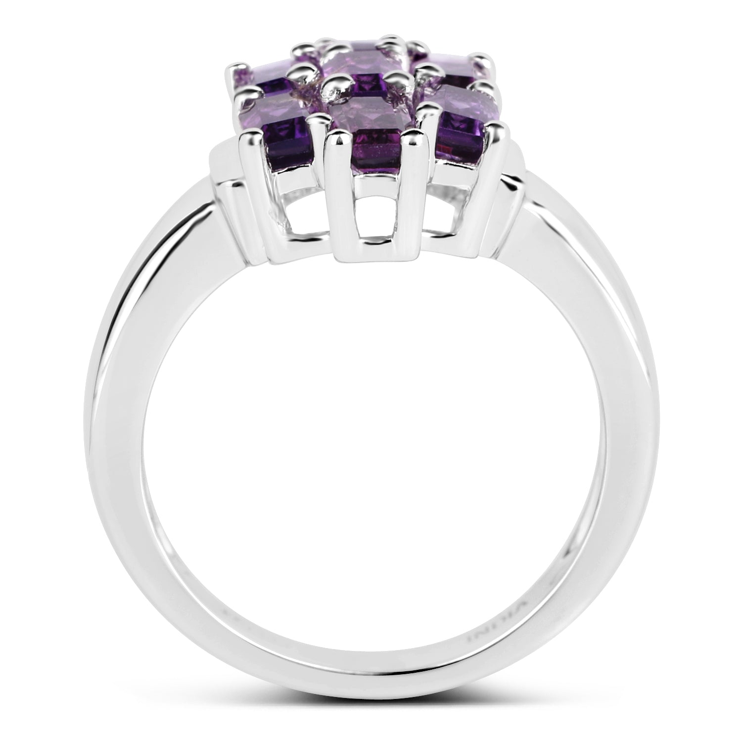 Anillo de plata de ley .925 con amatista genuina de 2.80 quilates