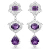 6.97 Carat Genuine Amethyst and White Topaz .925 Sterling Silver Earrings