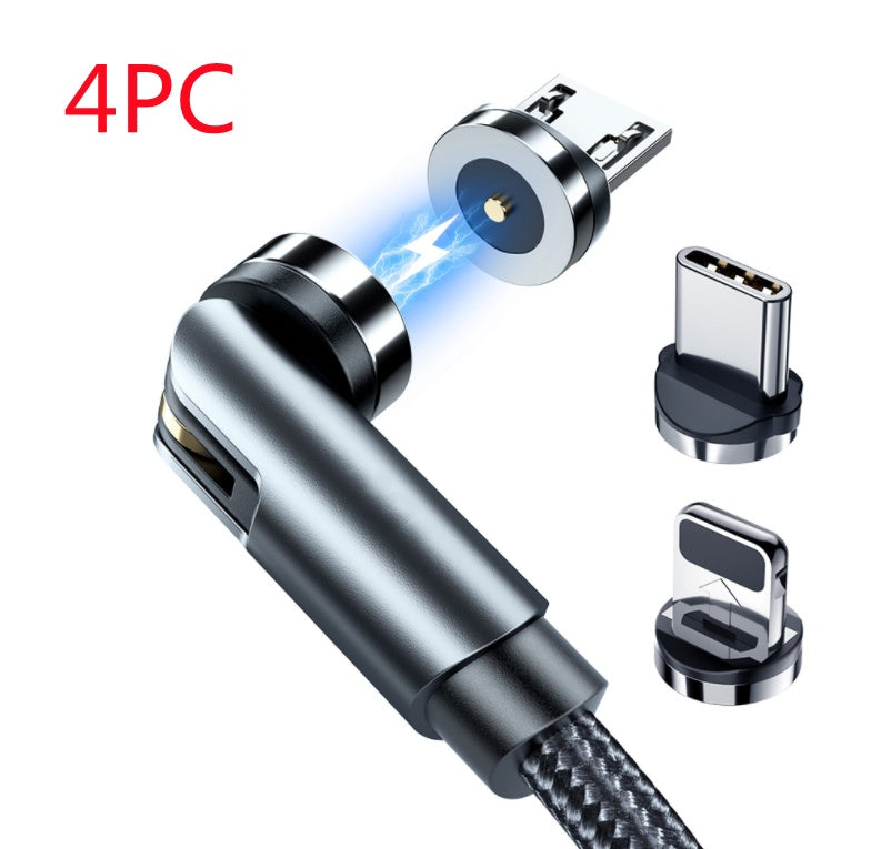 Essager 360° Magnetic Rotating Fast-Charge Cable – USB-C, Micro-USB & Lightning, LED Indicator