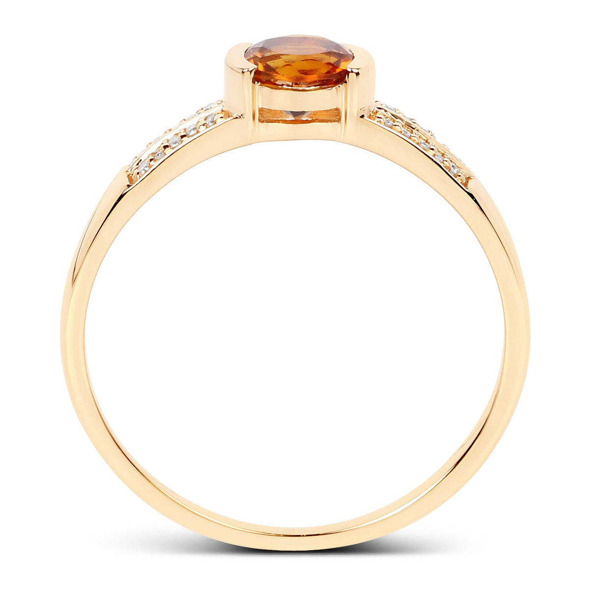 Anillo de oro amarillo de 14 quilates con citrino genuino de 0,51 quilates y diamantes blancos