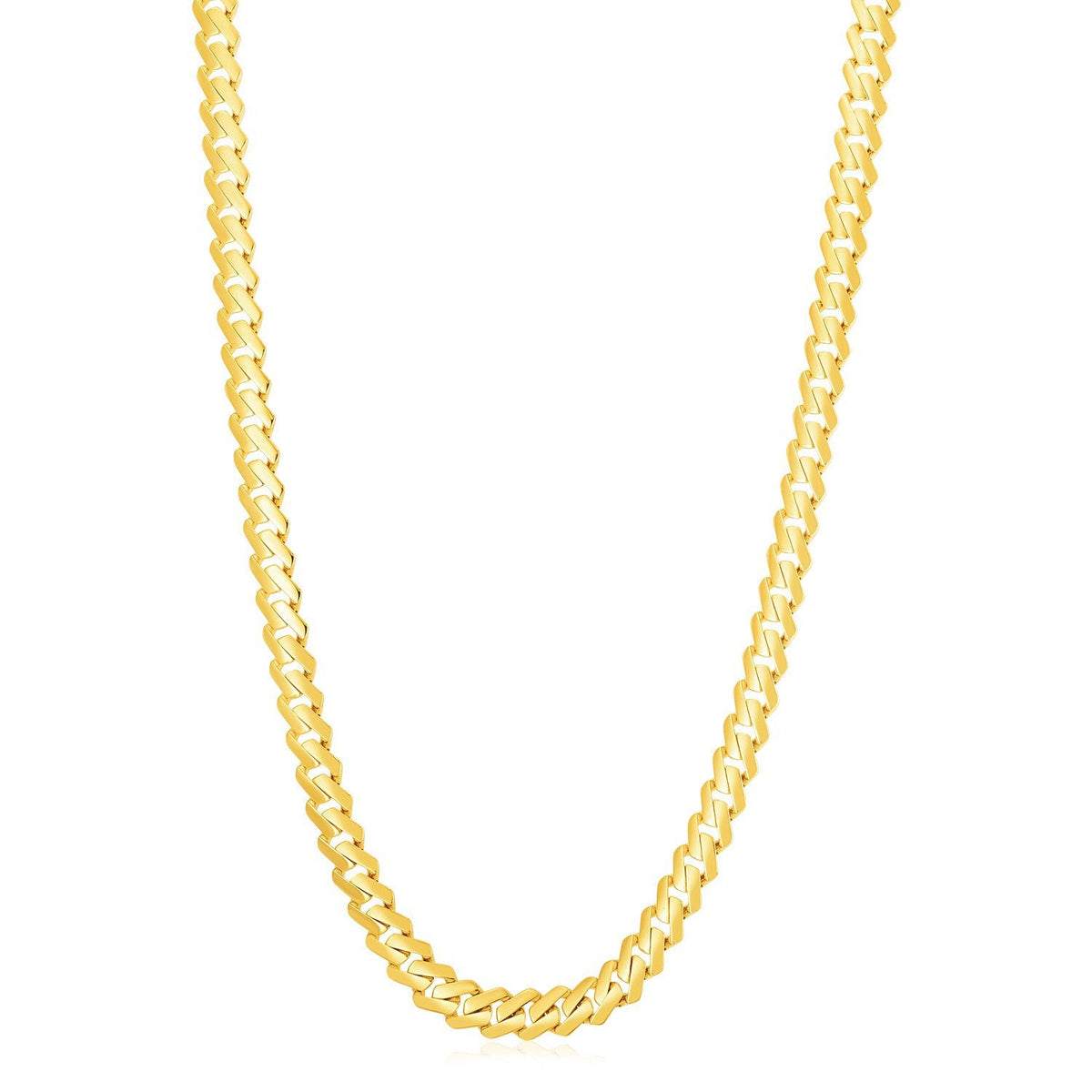 Cadena moderna de bordes ligeros de oro amarillo de 14k de alto brillo (8.0mm)