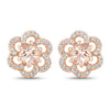 0.61 Carat Genuine Morganite and White Diamond 14K Rose Gold Earrings