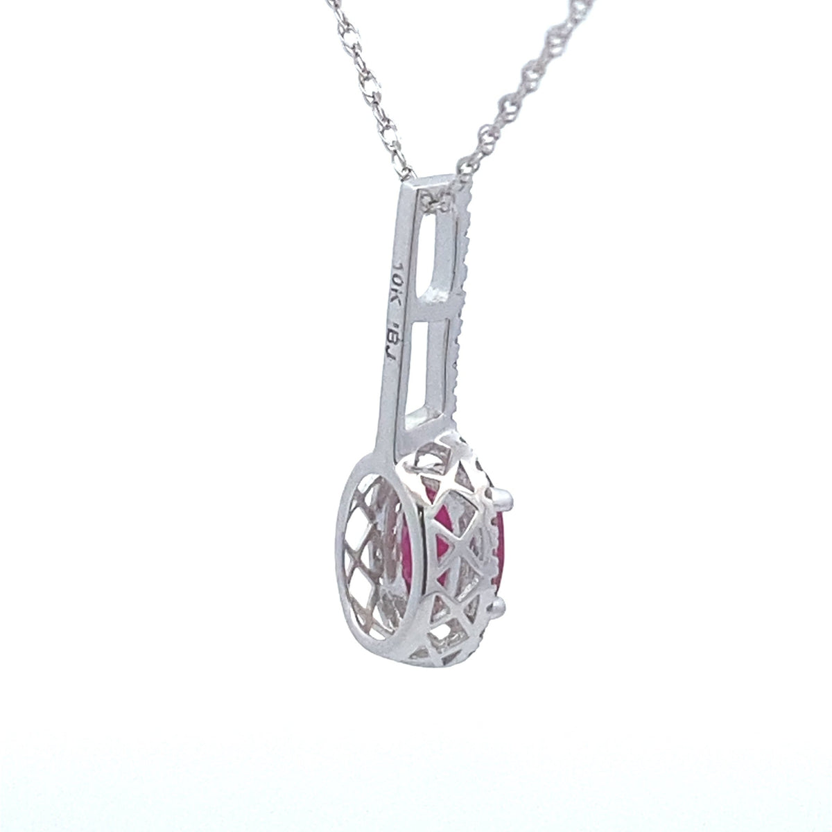 Colgantes de moda de rubí y diamantes de .45ct en oro blanco de 10kt