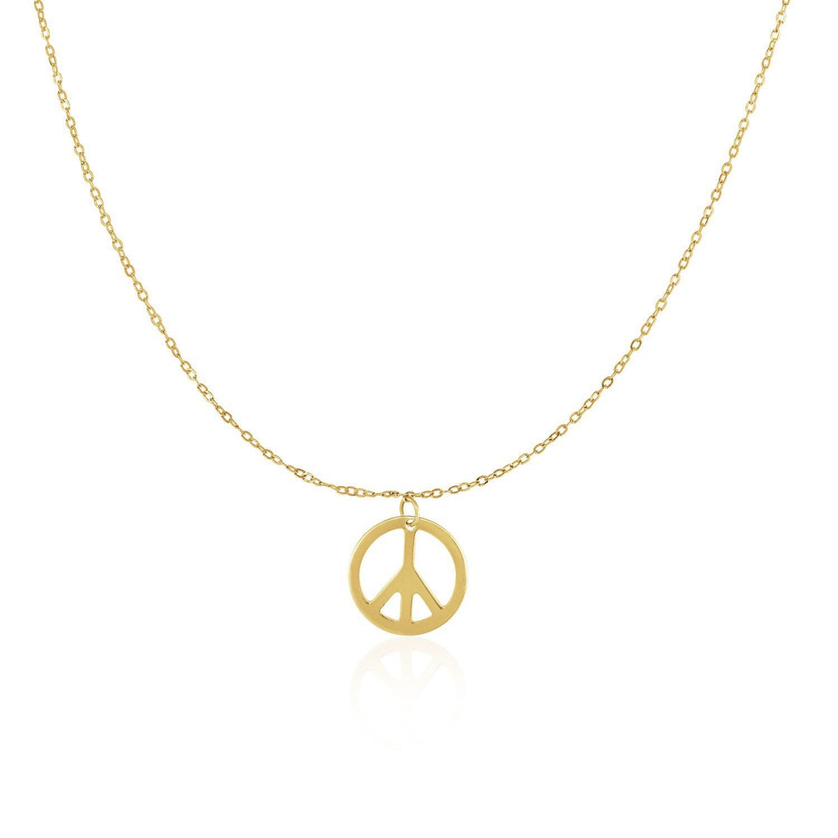 Oro amarillo de 14k con colgante de símbolo de la paz