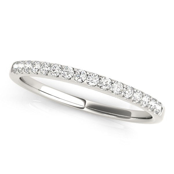 Alianza de boda de oro blanco de 14k con diamantes y engaste festoneado (1/6 cttw)