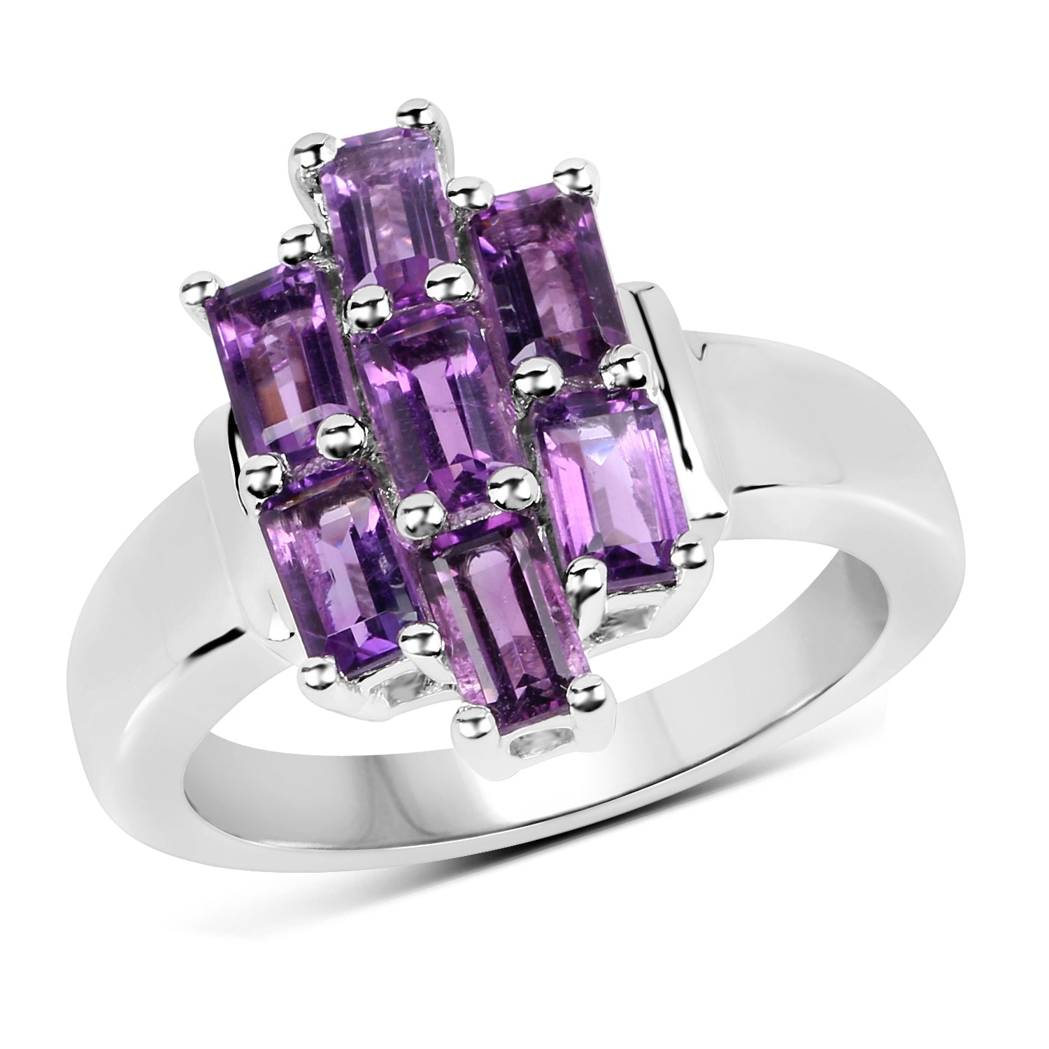 Anillo de plata de ley .925 con amatista genuina de 2.80 quilates
