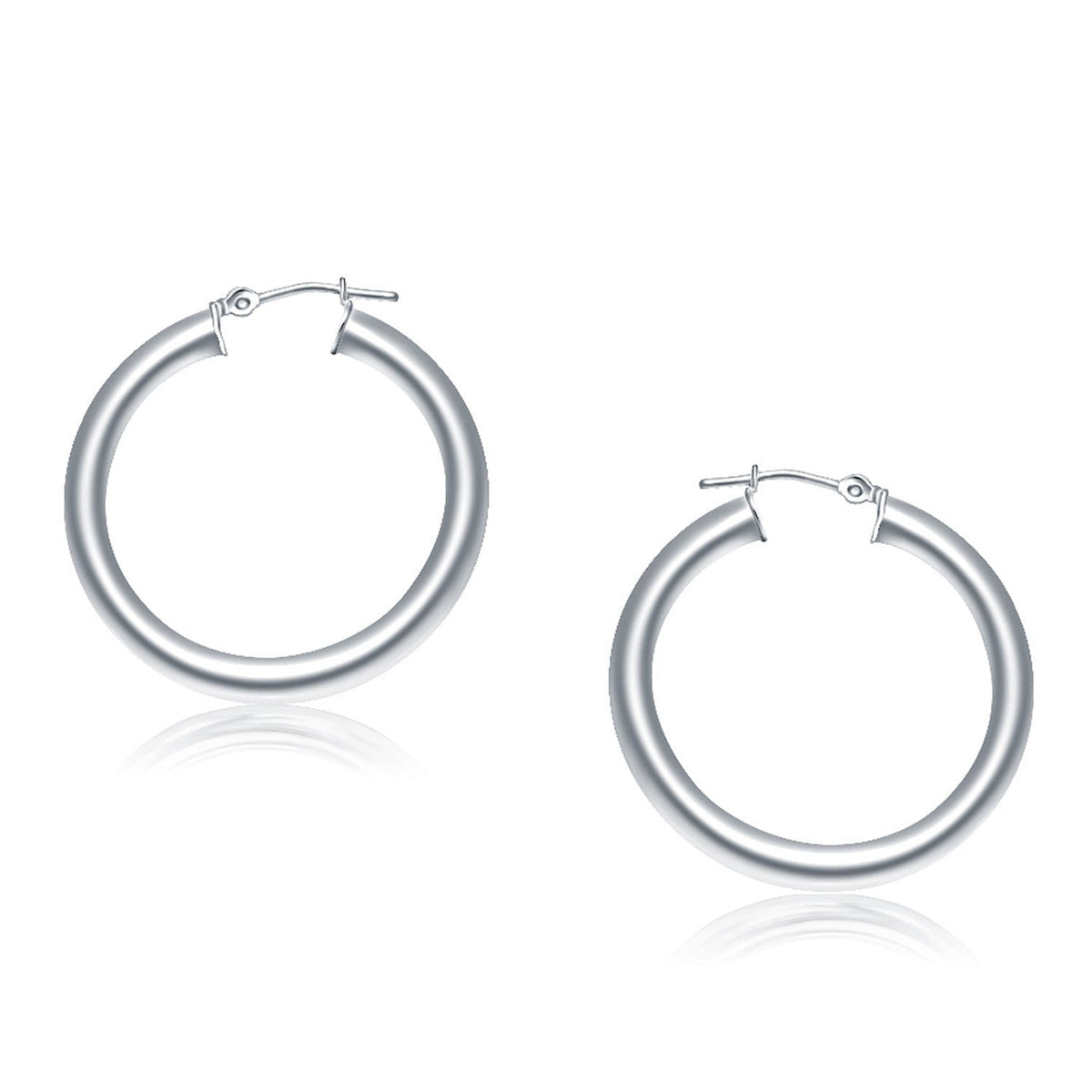 Pendientes de aro pulidos de oro blanco de 14k (30 mm)