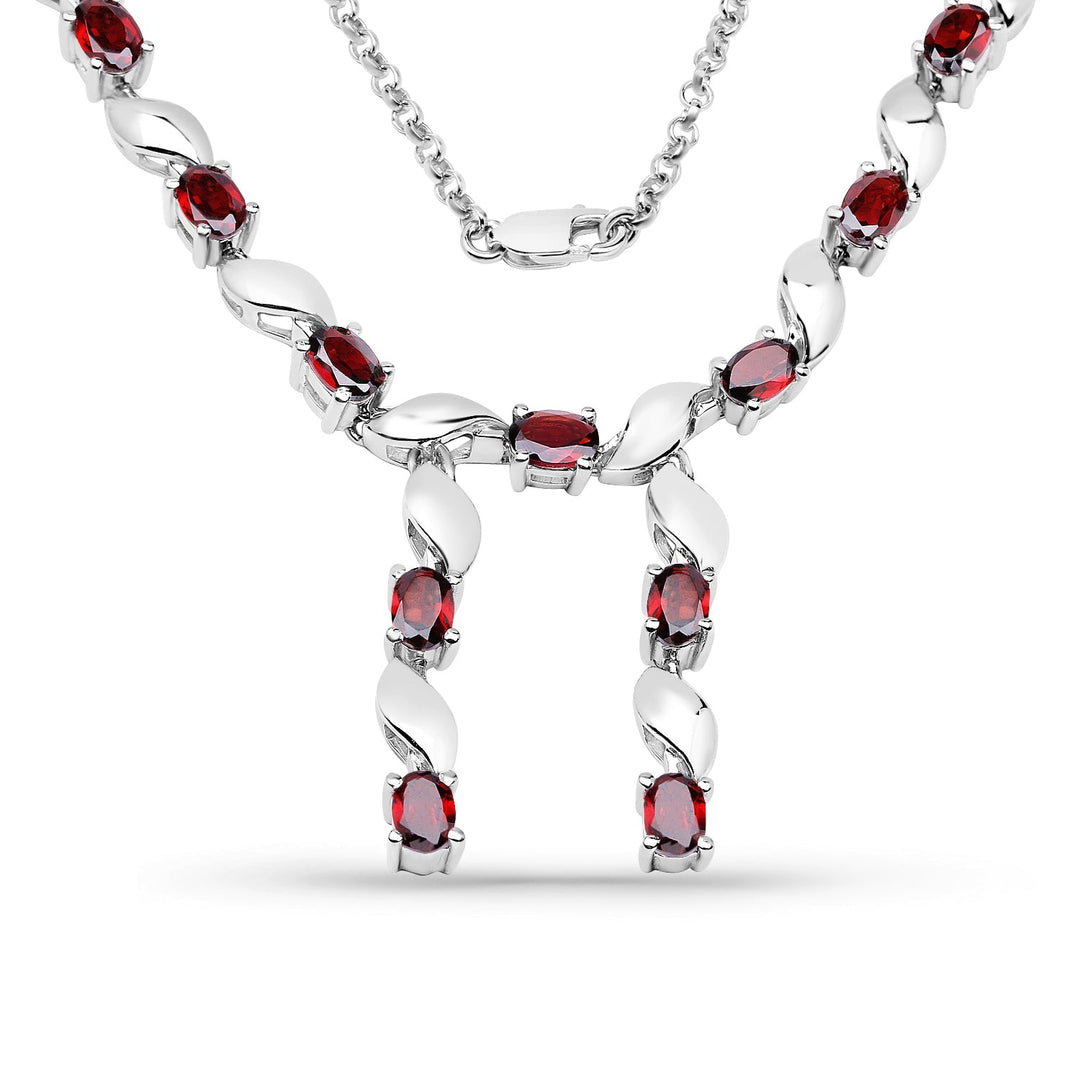 7.65 Carat Genuine Garnet .925 Sterling Silver Necklace