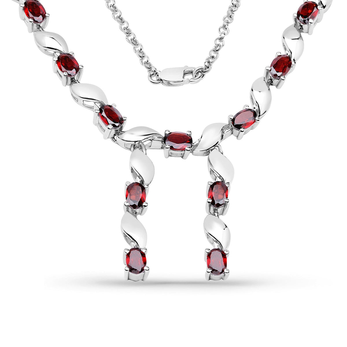 Collar de Plata de Ley .925 con Granate Genuino de 7.65 Quilates