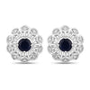 Pendientes de oro blanco de 14 quilates con zafiros azules genuinos de 0.60 quilates y diamantes blancos
