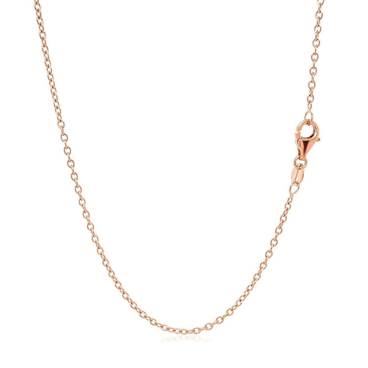 Cadena de eslabones ovalados redondos de oro rosa de 18k de 1.5mm
