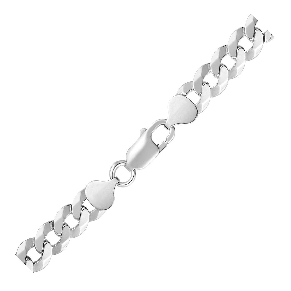 Cadena estilo barbada de plata de ley de 8,4 mm con baño de rodio