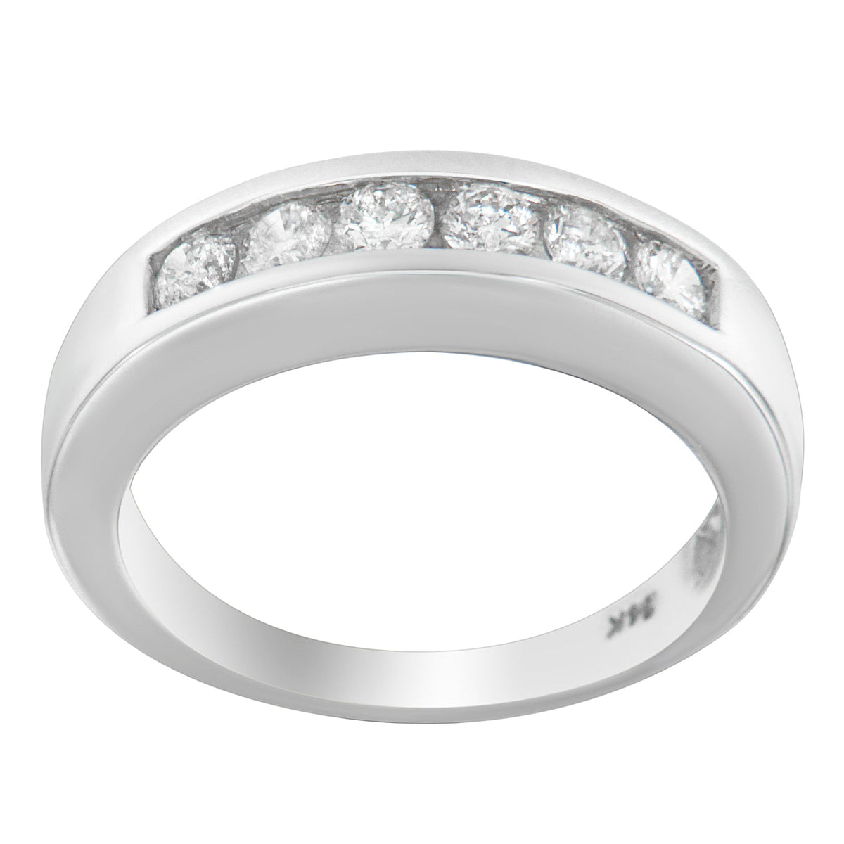 Anillo de oro blanco de 14K con canal de diamantes de 3/4 qt. TDW (H-I, I1-I2)