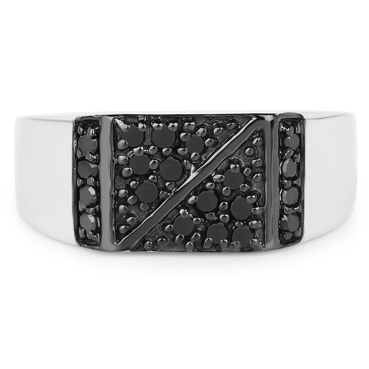 Anillo de plata esterlina .925 con diamante negro auténtico de 0.35 quilates