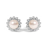 10K White Gold Heirloom-Style Pearl and Diamond Accent Halo Stud Earrings (I-J color, I1-I2 Clarity)