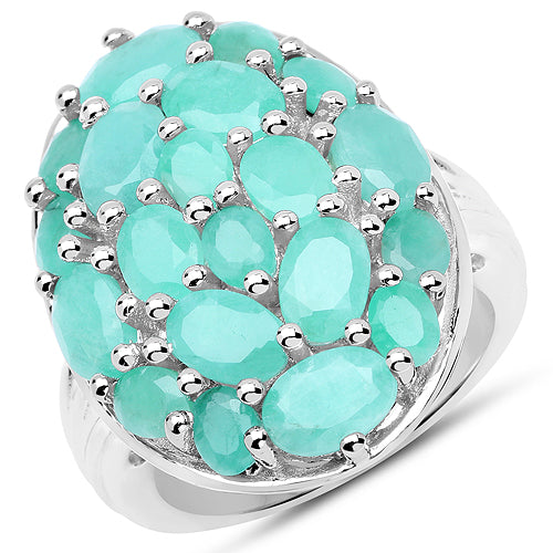 Anillo de Plata Fina .925 con Esmeralda Genuina de 5.48 Quilates