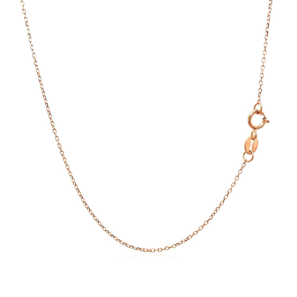 Cadena de eslabones tipo cable con corte de diamante de oro rosa de 14k y 0,8 mm