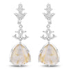 15.97 Carat Genuine Golden Rutile And White Topaz .925 Sterling Silver Earrings