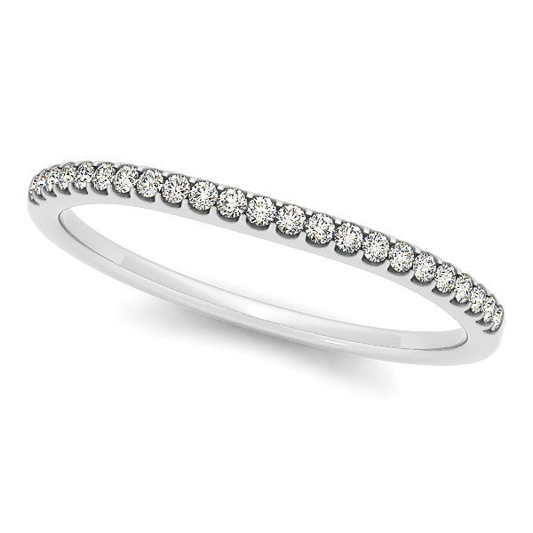Alianza de boda de oro blanco de 14k con engaste festoneado y diamantes redondos (1/10 quilates en total)