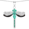 1.87 Carat Genuine Zambian Emerald and White Topaz .925 Sterling Silver Pendant