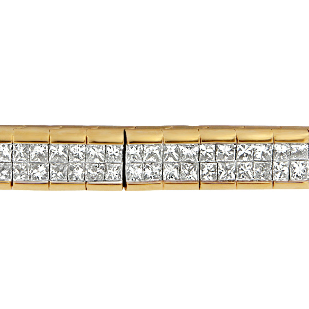 Brazalete con bandas de oro amarillo de 14K con diamantes de talla princesa (1.00 cttw, color G-H, claridad VS1-VS2)