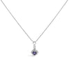 10K White Gold Blue Purple Tanzanite and Diamond Accent Cushion Drop Pendant Necklace - 18