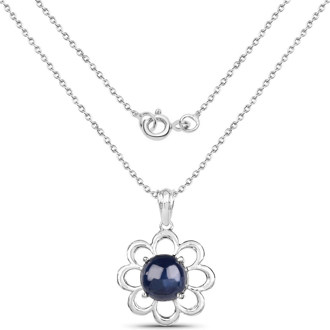 4.65 Carat Genuine Blue Sapphire .925 Sterling Silver Pendant
