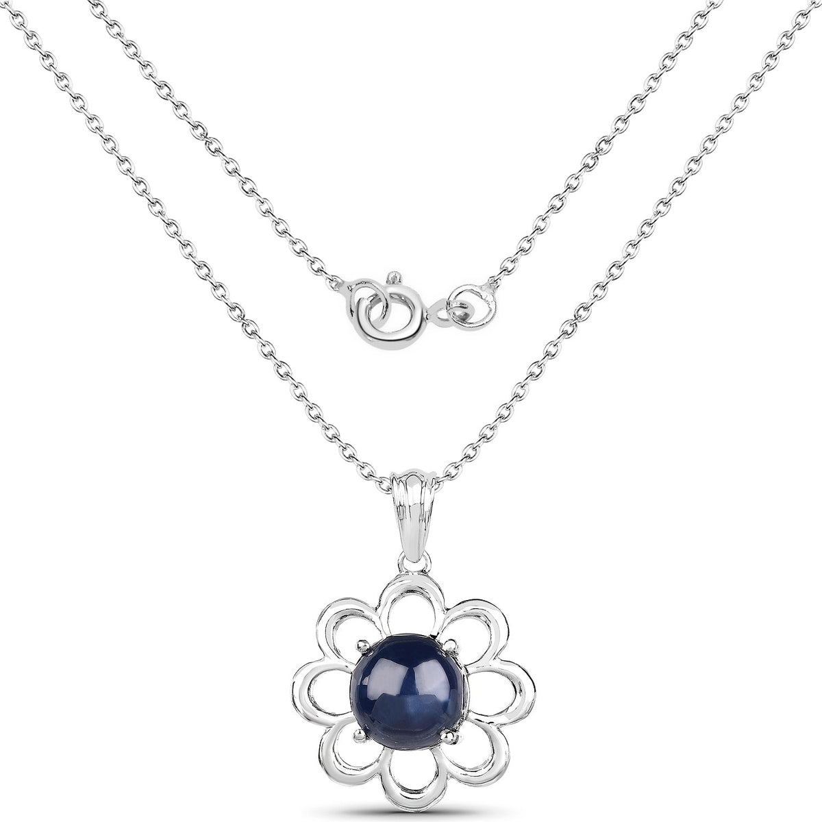 Colgante de plata de ley .925 con zafiro azul auténtico de 4.65 quilates