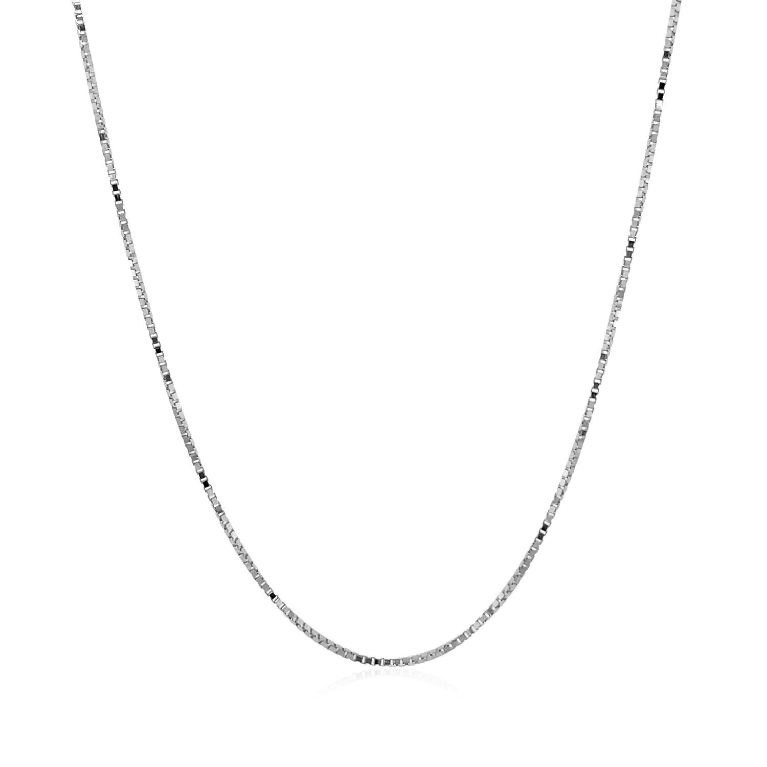Cadena clásica de caja de oro blanco de 14k de 0.7mm