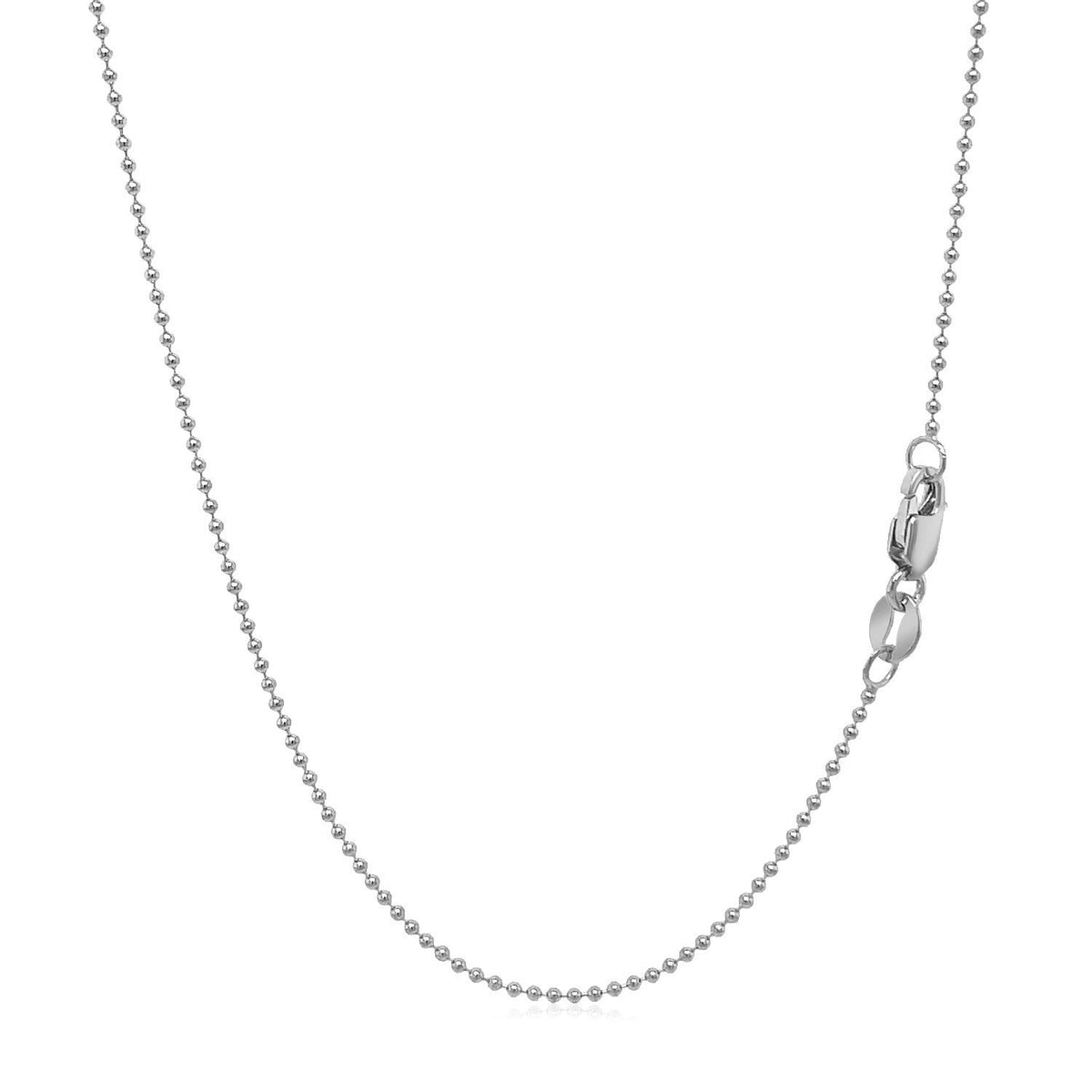 Cadena de bolas de oro blanco de 14k de 1.0mm