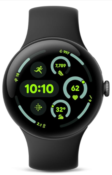 Reloj inteligente Pixels Watch 3 de 45 mm: elegante caja redonda de aluminio con correas de silicona