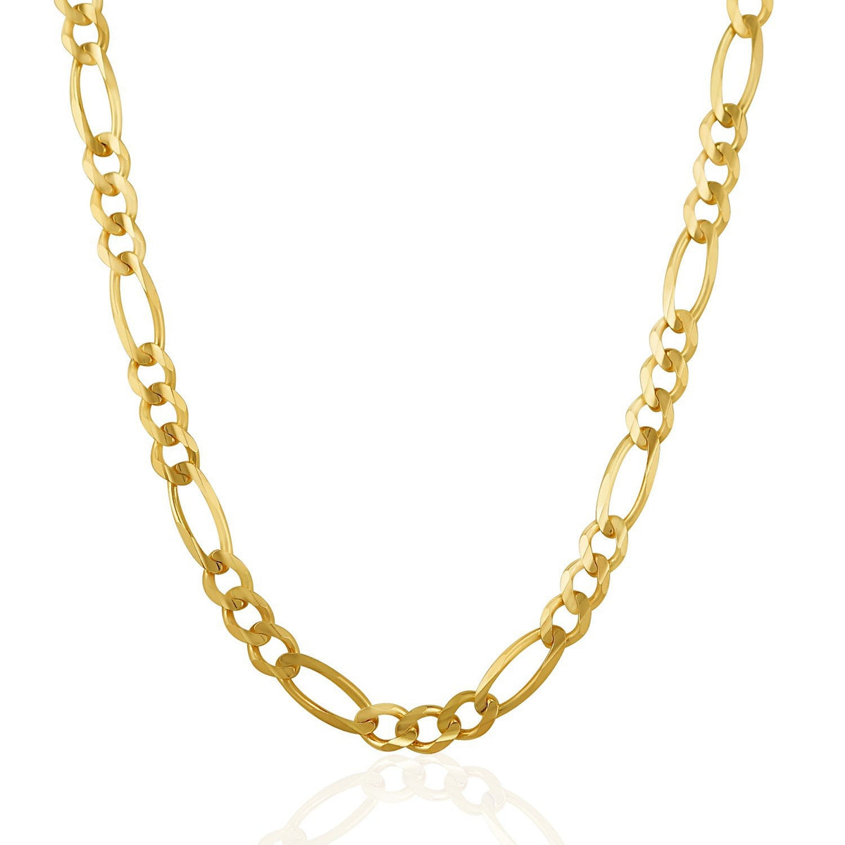 Cadena Figaro sólida de oro amarillo de 14k de 6.0mm