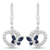 0.57 Carat Genuine Blue Sapphire and Created White Sapphire .925 Sterling Silver Earrings