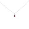 14K White Gold 6x4 Pear Red Ruby and Diamond Halo Pendant Necklace - 18
