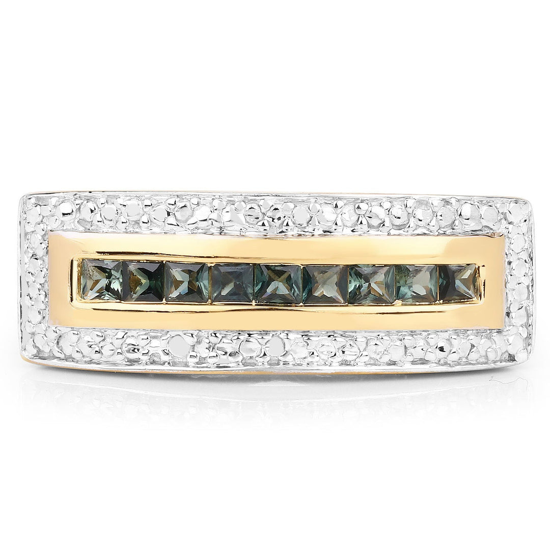1.08 Carat Genuine Green Sapphire .925 Sterling Silver Ring