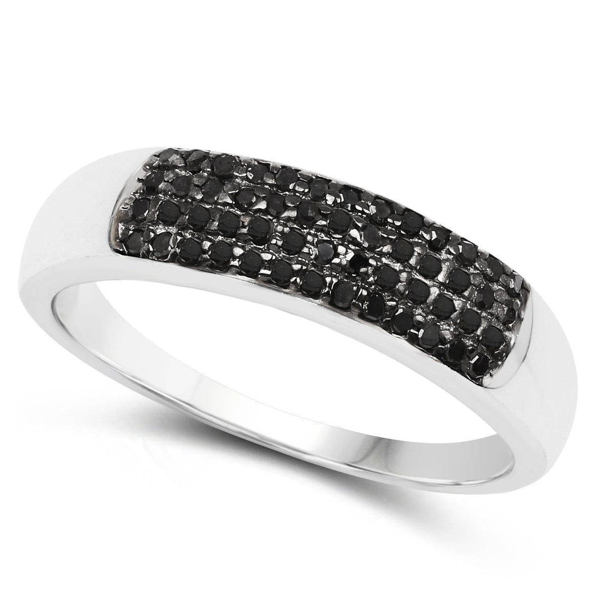 Anillo de plata de ley .925 con diamante negro auténtico de 0,22 quilates