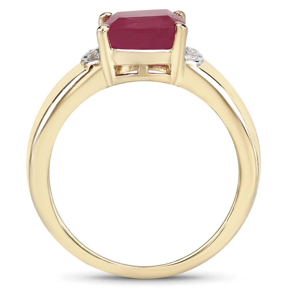 3.44 Carat Glass Filled Ruby and White Topaz .925 Sterling Silver Ring