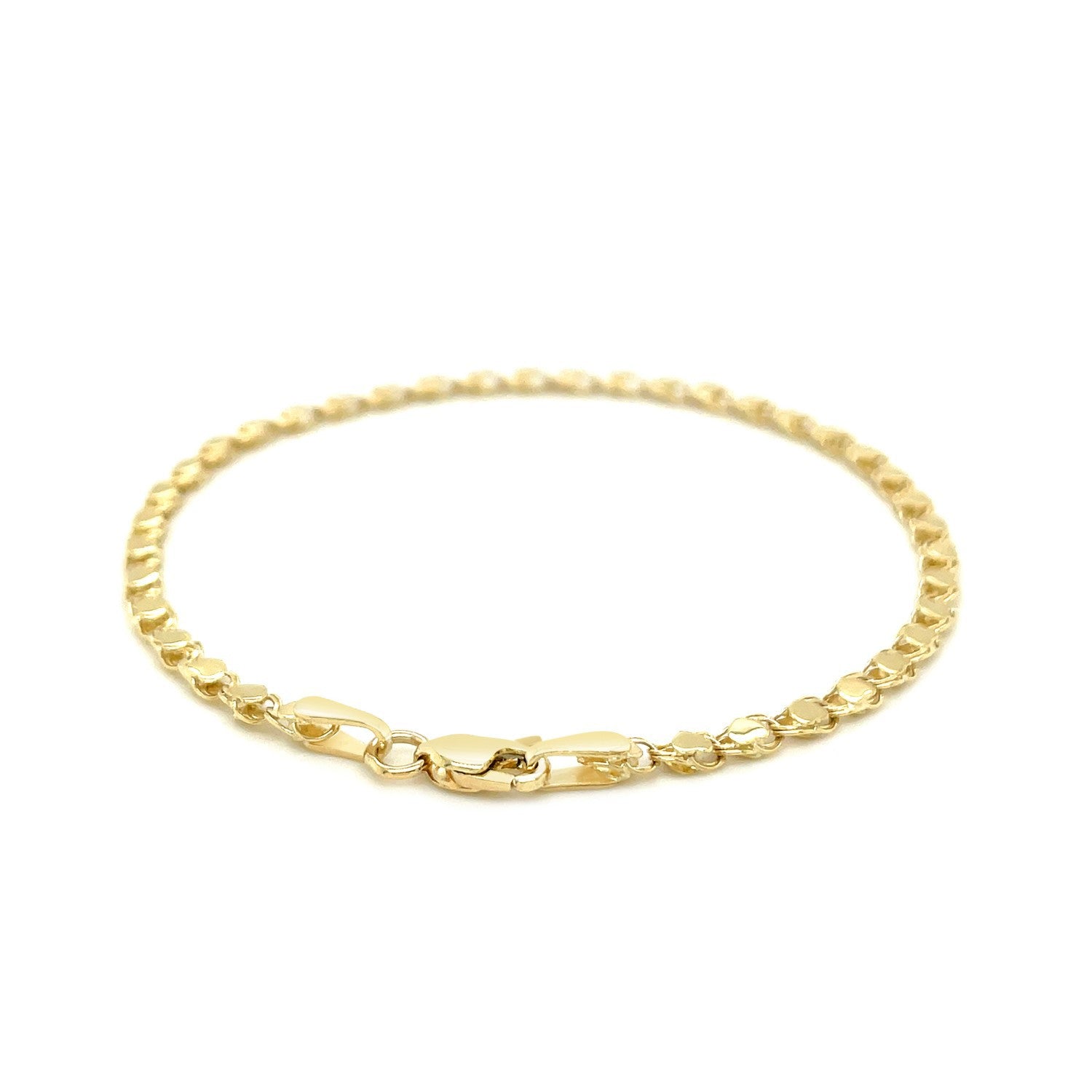 Pulsera de corazón de oro amarillo de 14k de 2.9mm