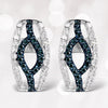 0.42 Carat Genuine Blue Diamond & White Diamond .925 Sterling Silver Earrings
