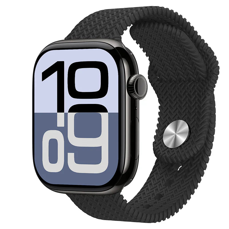 A black Apple Watch Ultra Series 2 with a logo on the box packaging.