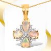 14K Yellow Gold Plated 1.19 Carat Genuine Ethiopian Opal and White Topaz .925 Sterling Silver Pendant
