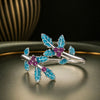 925 Sterling Silver Enamel White Gold Plated Ring with CZ for Women