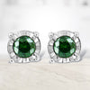 Sterling Silver Rose Cut Treated Green Diamond Solitaire Stud Earrings (0.25 cttw, Green Color, I2-I3 Clarity)