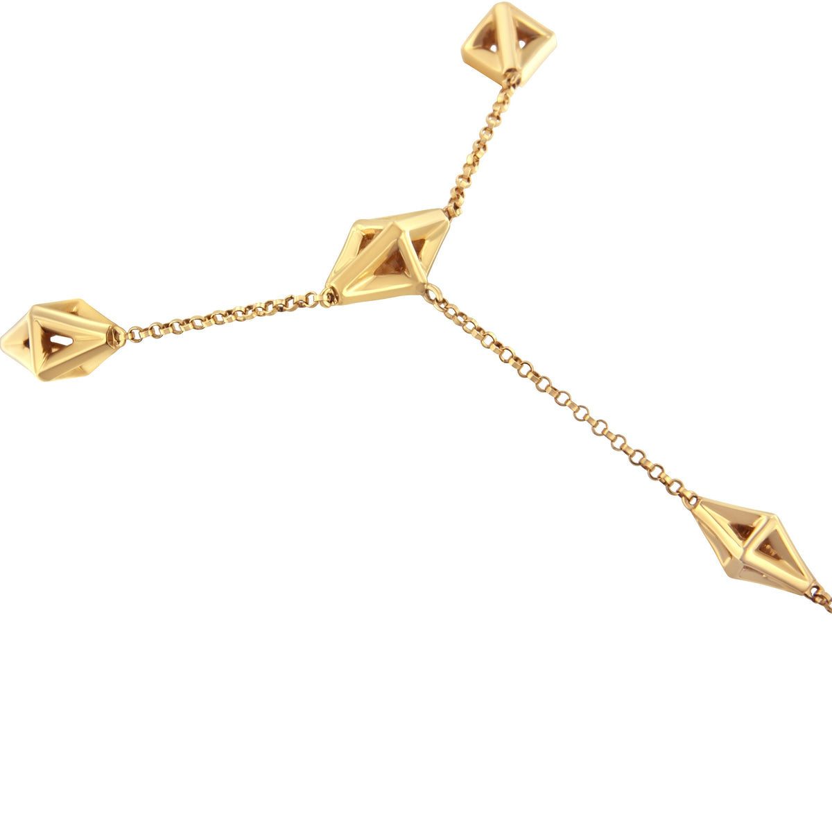 Cadena de mano de oro amarillo de 14 quilates con anillo y pulsera de diamantes de 1/4 Cttw (color G-H, claridad SI1-SI2) - 7"