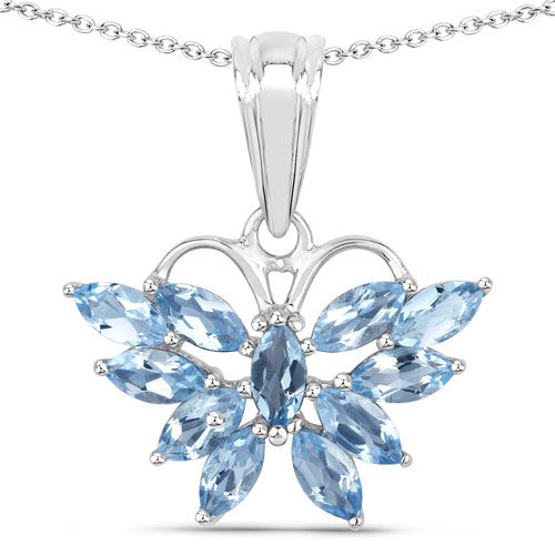 Colgante de Topacio Azul Suizo Genuino de 1.76 Quilates y Plata Esterlina .925