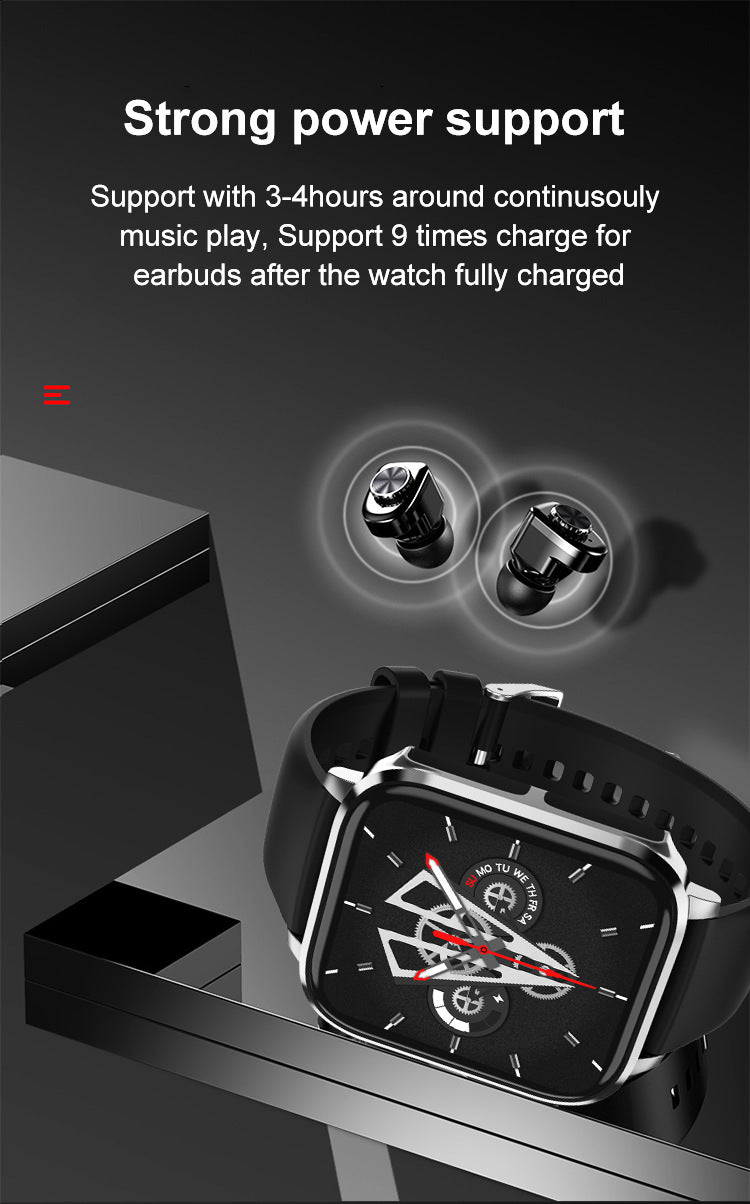 Two-in-one Bluetooth Headset Call Smart Watch Heart Rate Blood Pressure Controlled By Music Smart Watch