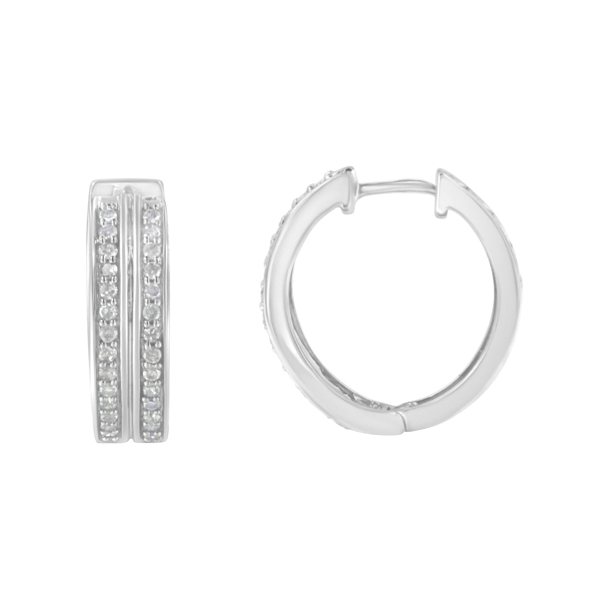Arete de aro de diamante de oro blanco de 10K (1/2 quilate total, color I-J, claridad I2-I3)