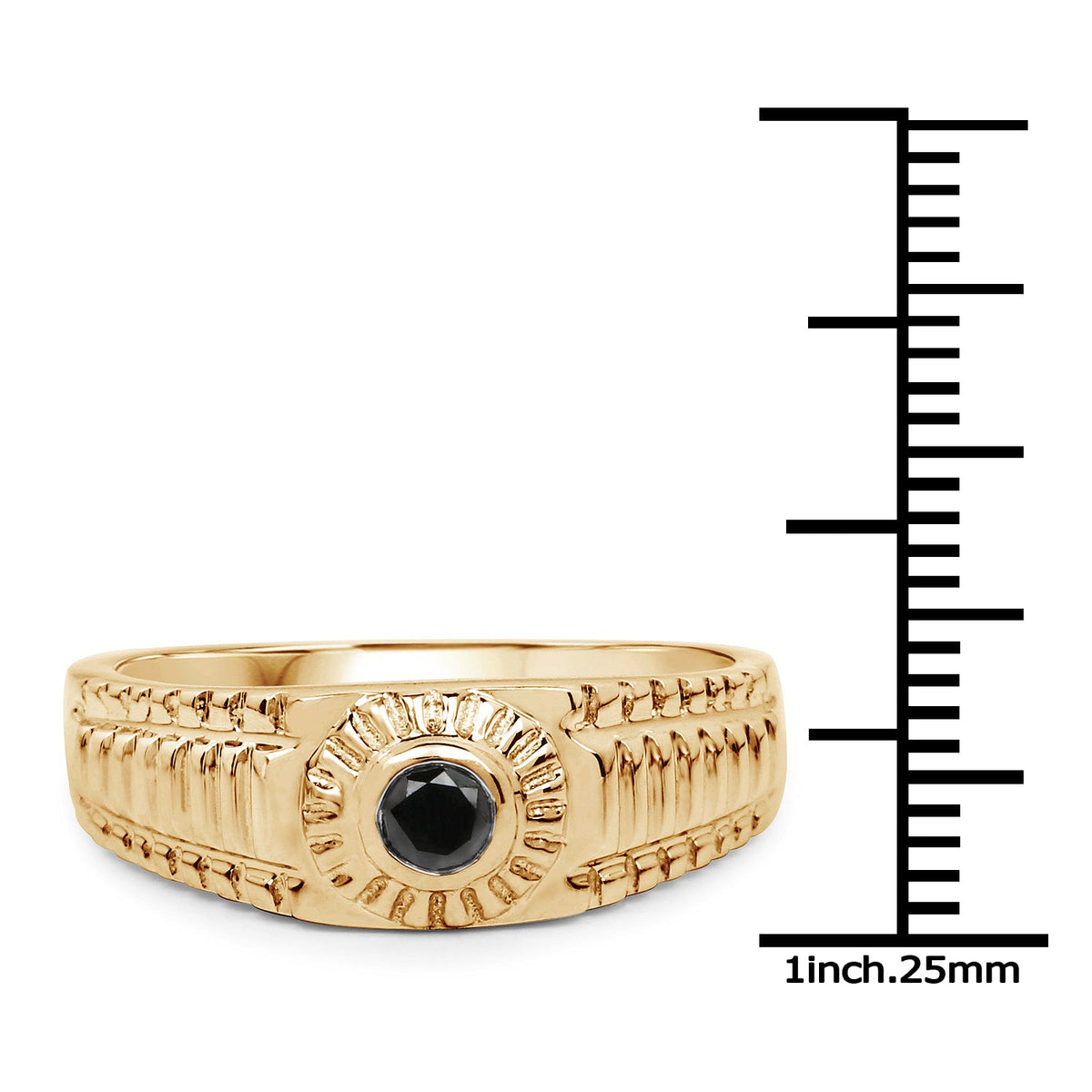 Anillo de Plata Fina .925 con Diamante Negro Genuino de 0.20 Quilates