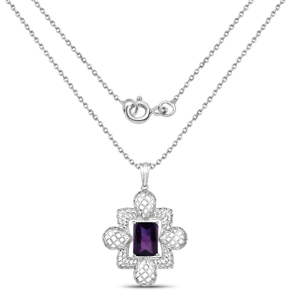 7.80 Carat Genuine Amethyst .925 Sterling Silver Pendant